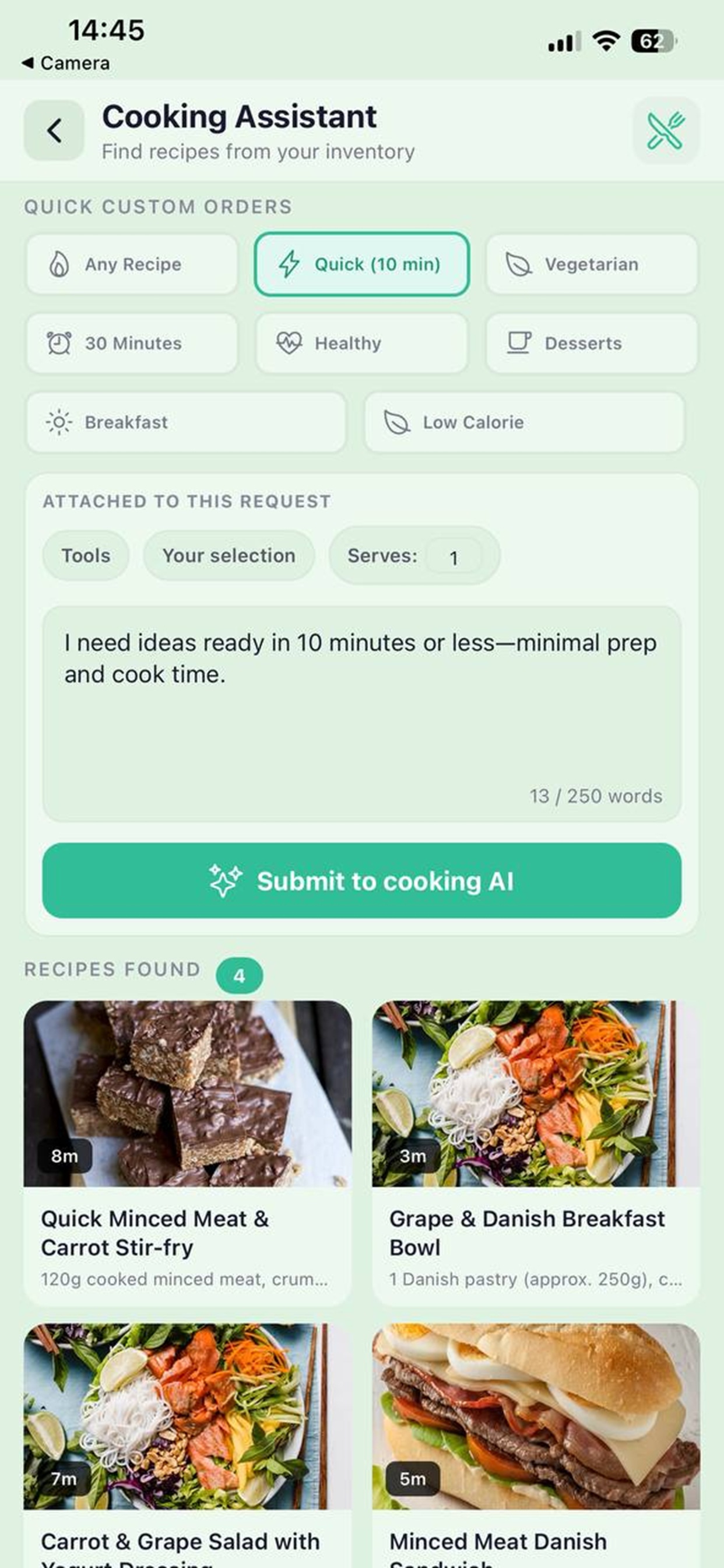 AI-generated recipe suggestions